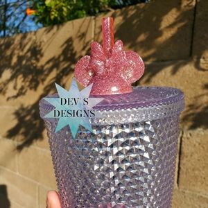 Minnie mouse with bow straw topper